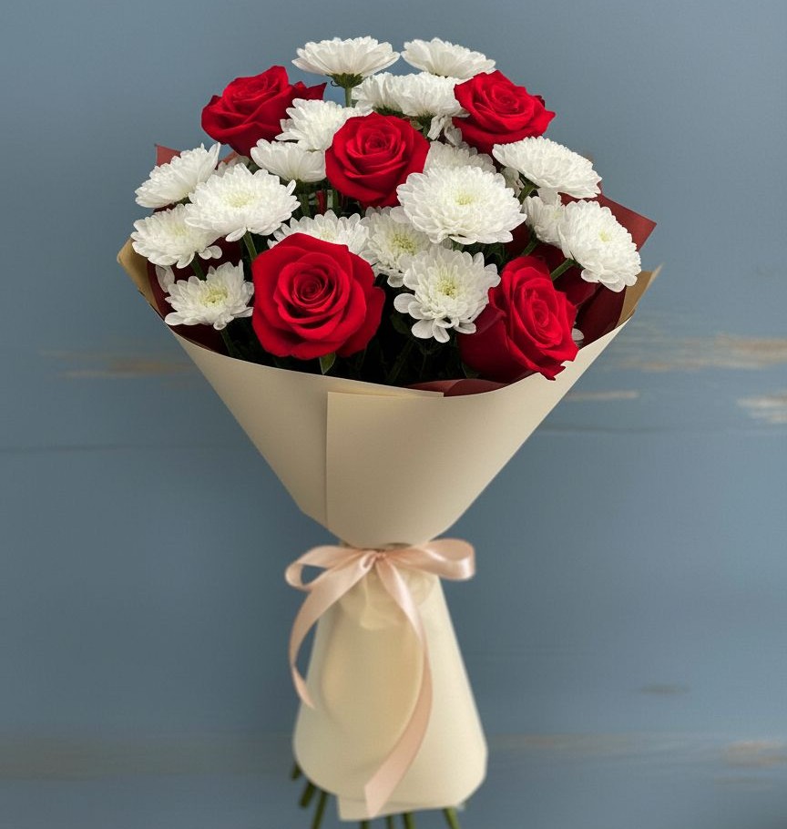 Букет цветов из: Розы и Хризантемы в Чулыме