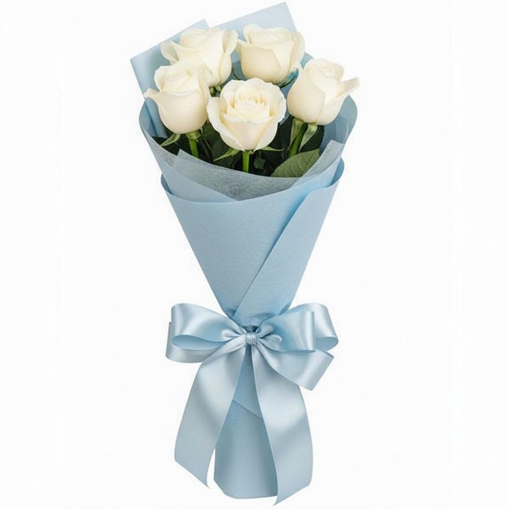 Букет 5 Белых роз Проуд в Чулыме