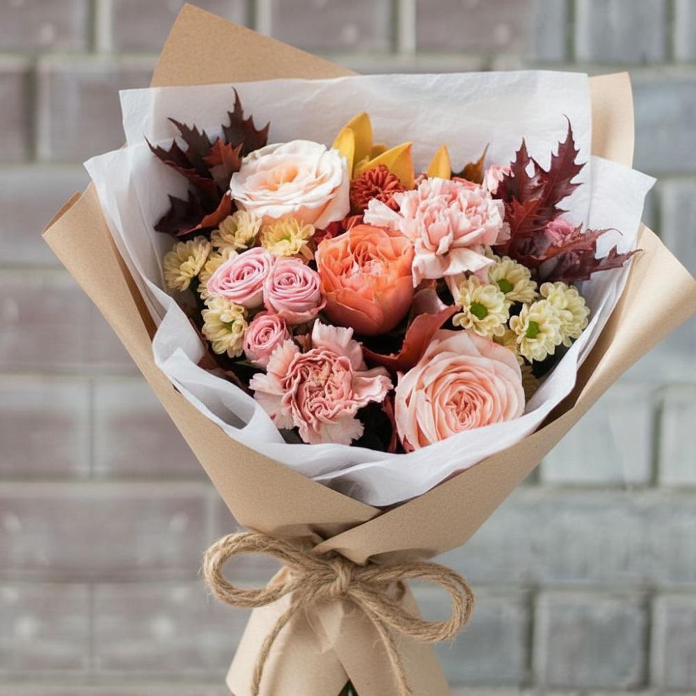 Букет цветов из: Гвоздики, Хризантемы и Розы в Чулыме