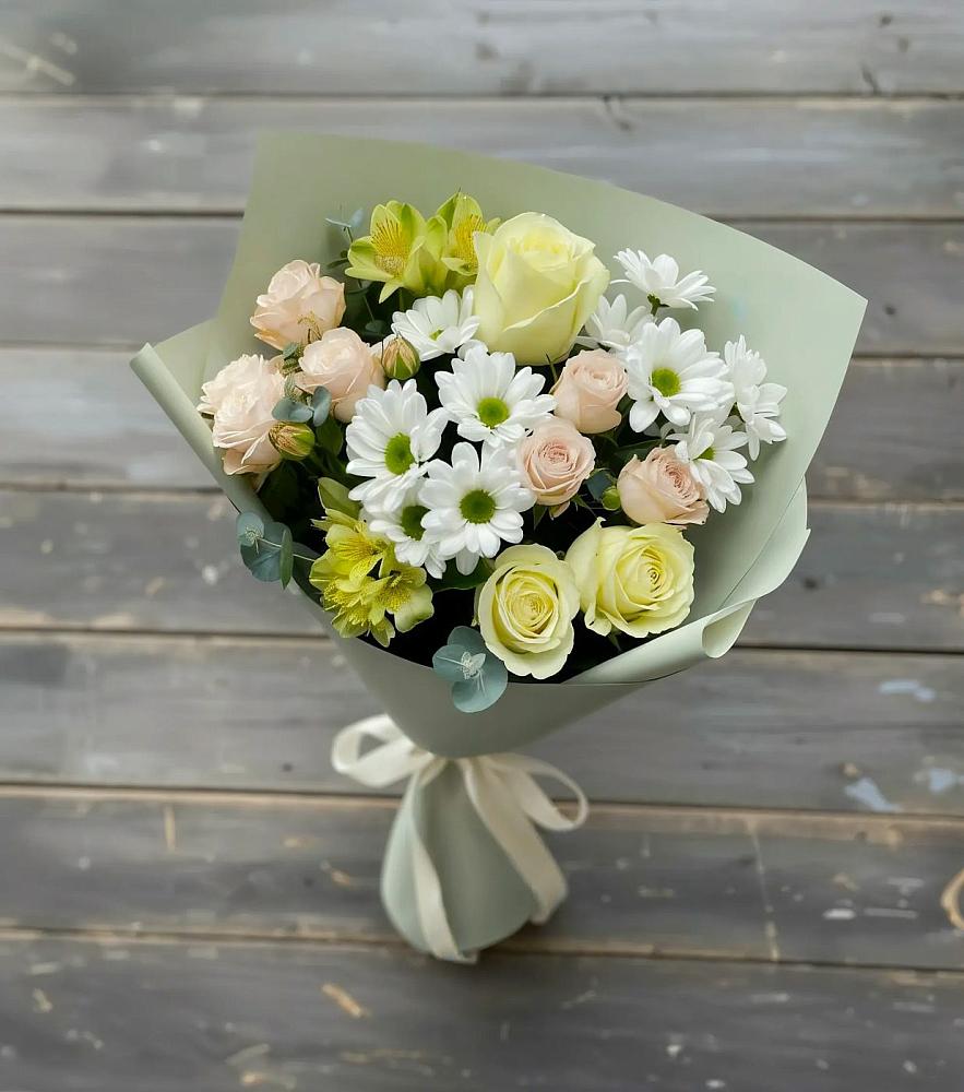 Букет цветов из: Альстромерии, Розы и Хризантемы в Чулыме