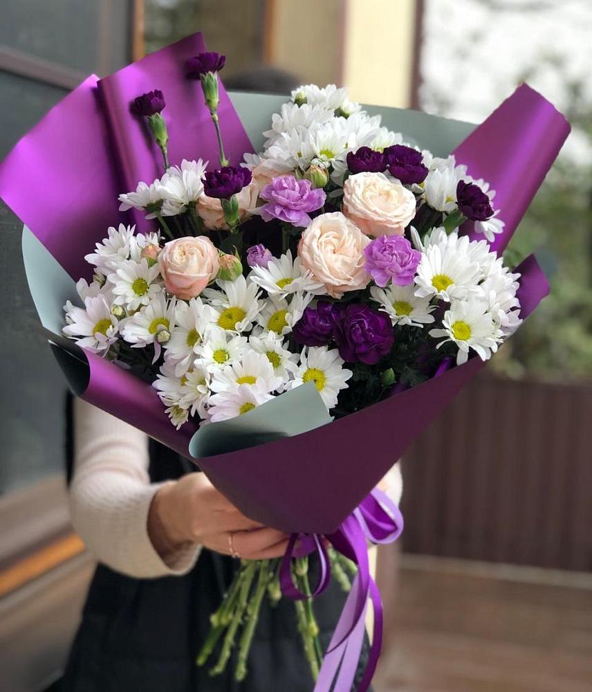 Букет цветов из: Хризантемы, Гвоздики и Розы в Чулыме