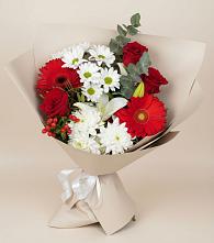 Букет цветов из:  Розы, Хризантемы, Герберы и Лилии в Чулыме