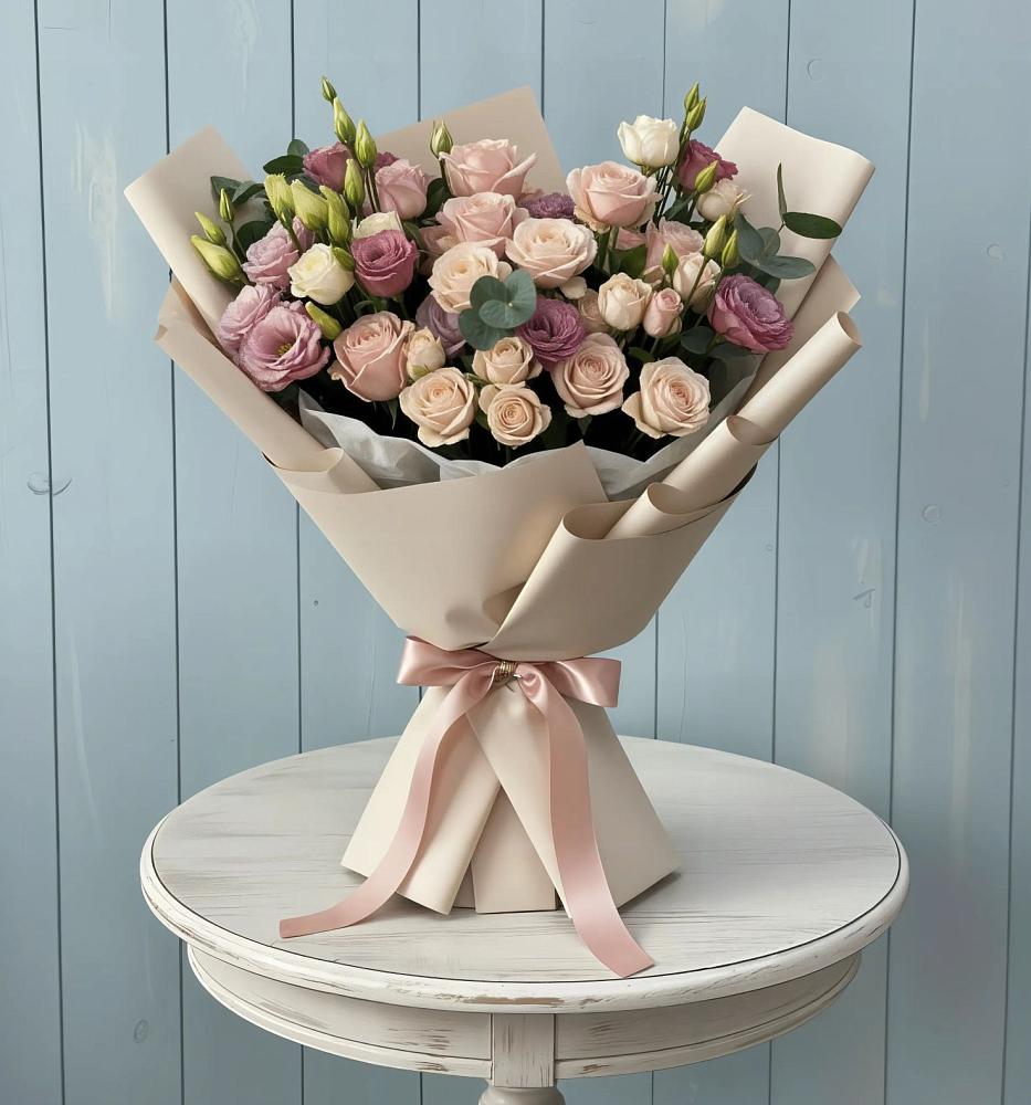 Букет цветов из: Розы и Лизиантусы в Чулыме