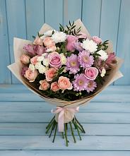 Букет цветов из:  Хризантемы, Розы и Альстромерии в Чулыме