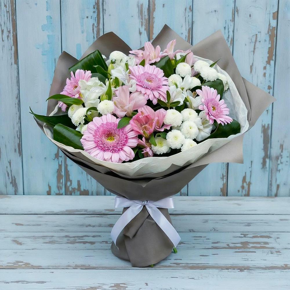 Букет цветов из: Герберы, Альстромерии и Хризантемы в Чулыме