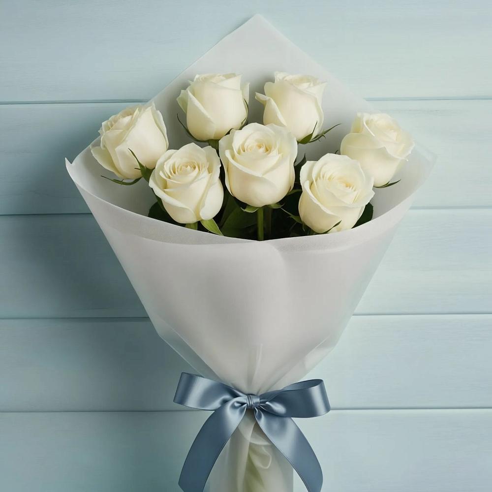 Букет 7 Белых роз Эдлесс Лав в Чулыме